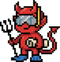 hevd, a small red imp in a diving mask and flippers